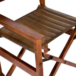 Real Genuine Leather Folding Kitchen Dining Chair Tan Brown Solid Wood  85Cm High X 58Cm Wide X 60Cm Seat Height 47Cm - thumbnail 4