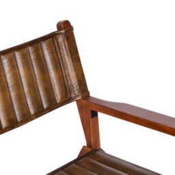 Real Genuine Leather Folding Kitchen Dining Chair Tan Brown Solid Wood  85Cm High X 58Cm Wide X 60Cm Seat Height 47Cm - thumbnail 5