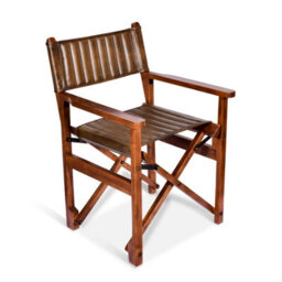 Real Genuine Leather Folding Kitchen Dining Chair Tan Brown Solid Wood  85Cm High X 58Cm Wide X 60Cm Seat Height 47Cm