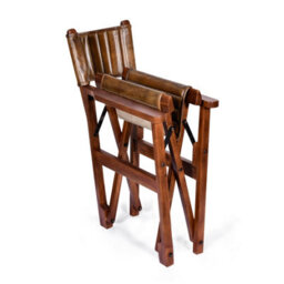 Real Genuine Leather Folding Kitchen Dining Chair Tan Brown Solid Wood  85Cm High X 58Cm Wide X 60Cm Seat Height 47Cm - thumbnail 3