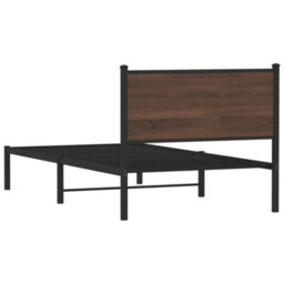 Berkfield Metal Bed Frame Without Mattress Brown Oak 107X203 Cm - thumbnail 7