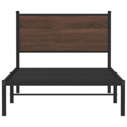 Berkfield Metal Bed Frame Without Mattress Brown Oak 107X203 Cm - thumbnail 5