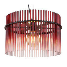 Luminosa Lighting Luminosa Gorley Pendant Ceiling Light Matt Black Blackberry Glass Shade 1X E27 - thumbnail 3