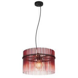 Luminosa Lighting Luminosa Gorley Pendant Ceiling Light Matt Black Blackberry Glass Shade 1X E27