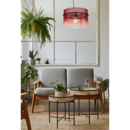 Luminosa Lighting Luminosa Gorley Pendant Ceiling Light Matt Black Blackberry Glass Shade 1X E27 - thumbnail 6