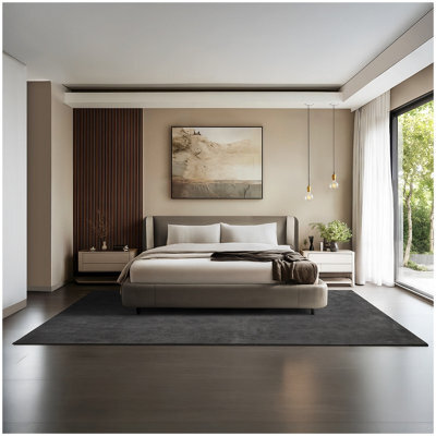 Tectake Rug Zonelle Short Pile And Ultra-Soft Carpet In Rectangular Or Round Design 200 X 290 Cm - Anthracite - image 1