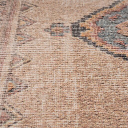 Loomed Vintage Tribal Cotton Chenille Rug Beige Blue Distressed Machine Washable 60Cm X 240Cm - thumbnail 6