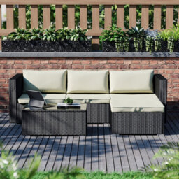 Lassic Garden Vida Hampton Black 4 Seater Corner Rattan Garden Outdoor Ukfr Bistro Set - thumbnail 6