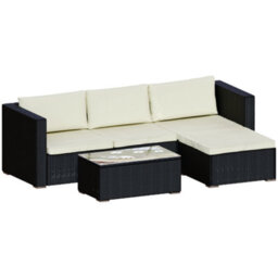 Lassic Garden Vida Hampton Black 4 Seater Corner Rattan Garden Outdoor Ukfr Bistro Set - thumbnail 7