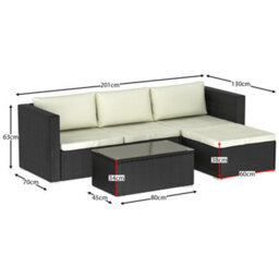 Lassic Garden Vida Hampton Black 4 Seater Corner Rattan Garden Outdoor Ukfr Bistro Set - thumbnail 2
