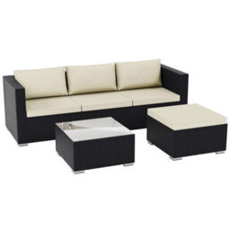 Lassic Garden Vida Hampton Black 4 Seater Corner Rattan Garden Outdoor Ukfr Bistro Set - thumbnail 9