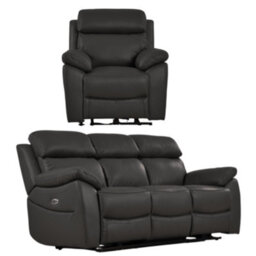 Furniture Instore Dandrea Genuine Leather Grey Electric Power Recliner 3+1 Seater Sofa Set - thumbnail 1