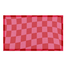 Native Natural Fuchsia Wavy Checkerboard Indoor & Outdoor Doormat - 70X40Cm - thumbnail 2