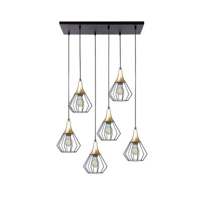 Luminosa Lighting Luminosa Selene Cluster Pendant Ceiling Light Black, Gold 6X E27 - image 1