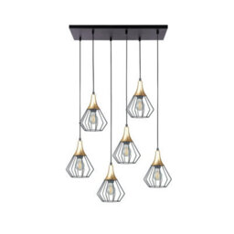 Luminosa Lighting Luminosa Selene Cluster Pendant Ceiling Light Black, Gold 6X E27 - thumbnail 1