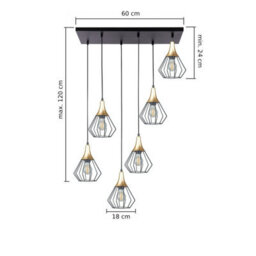 Luminosa Lighting Luminosa Selene Cluster Pendant Ceiling Light Black, Gold 6X E27 - thumbnail 2