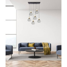 Luminosa Lighting Luminosa Selene Cluster Pendant Ceiling Light Black, Gold 6X E27 - thumbnail 3