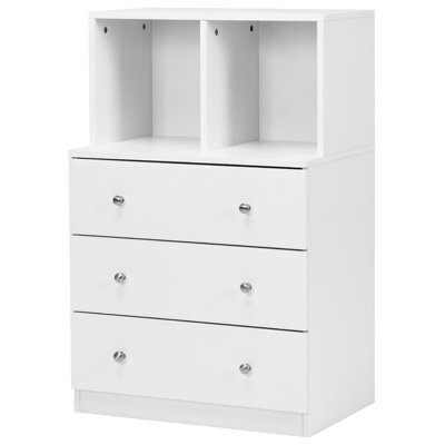 Costway Dresser Organizer 3 Drawers Chest With 2 Cubbies And 3 Drawers-White - image 1