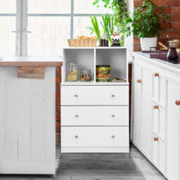 Costway Dresser Organizer 3 Drawers Chest With 2 Cubbies And 3 Drawers-White - thumbnail 8