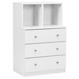 Costway Dresser Organizer 3 Drawers Chest With 2 Cubbies And 3 Drawers-White - thumbnail 9