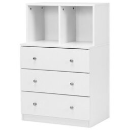 Costway Dresser Organizer 3 Drawers Chest With 2 Cubbies And 3 Drawers-White - thumbnail 1
