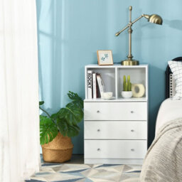 Costway Dresser Organizer 3 Drawers Chest With 2 Cubbies And 3 Drawers-White - thumbnail 4