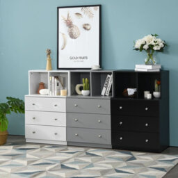 Costway Dresser Organizer 3 Drawers Chest With 2 Cubbies And 3 Drawers-White - thumbnail 5