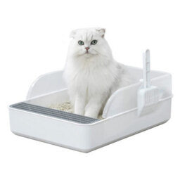 Living And Home Rimmed Cat Litter Box Kitten Loo Cat Litter Box With Scoop - thumbnail 4