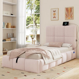 Modernluxe 3Ft Single Bed, 90X190 Cm, Ottoman Bed, Hydraulic Bed, With Upholstered Headboard, Velvet, Pink - thumbnail 2