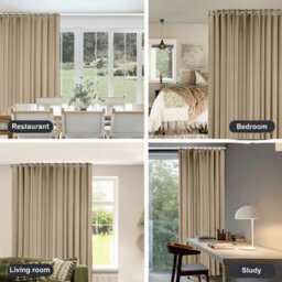 Aspire Homeware Cream Blackout Eyelet Curtain-Plain Room Darkening Living Room Window Curtain Pair(W)228Cmx(L)274Cm & 2X Tie Back - thumbnail 8
