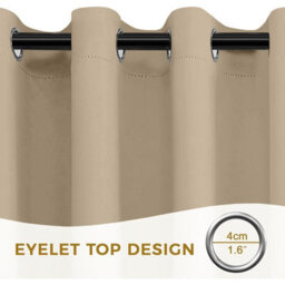 Aspire Homeware Cream Blackout Eyelet Curtain-Plain Room Darkening Living Room Window Curtain Pair(W)228Cmx(L)274Cm & 2X Tie Back - thumbnail 4
