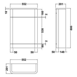 Hudson Reed Solar Back-To-Wall Wc Unit, Matt Grey, 552 X 800 X 201 mm, Wall-Mounted, 5 Year Guarantee - thumbnail 2