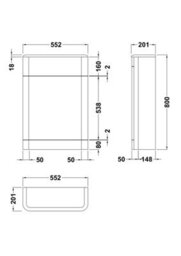 Hudson Reed Solar Back-To-Wall Wc Unit, Matt Grey, 552 X 800 X 201 mm, Wall-Mounted, 5 Year Guarantee - thumbnail 3