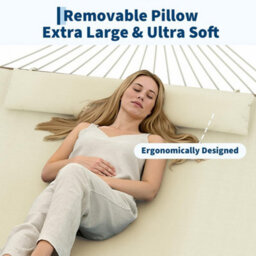 Garden Hammock Bed 350Cm With Wooden Spreader Bars Rope - thumbnail 3