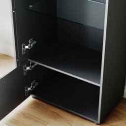High Gloss Display Cabinet Black Cupboard Tall Storage Sideboard With Led Lights - thumbnail 8