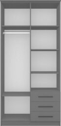 Arte Grey 2-Door Wardrobe With Mirror And Black Trim 100X207Cm - Three Drawers, Five Shelves - thumbnail 4