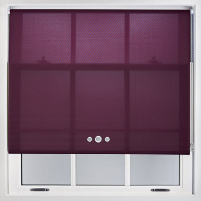 Furnished Roller Blind With Triple Chrome Round Eyelet And Metal Fittings - Aubergine Daylight Shade (W)210Cm X (L)165Cm
