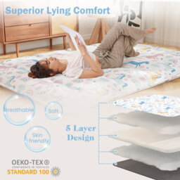 Costway Small Double Japanese Tatami Mat Floor Futon Mattress 190 X 120 X 10 Cm-Colorful - thumbnail 6