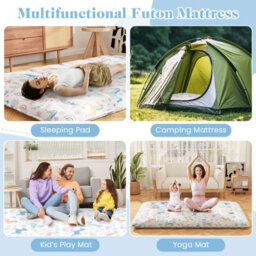 Costway Small Double Japanese Tatami Mat Floor Futon Mattress 190 X 120 X 10 Cm-Colorful - thumbnail 8