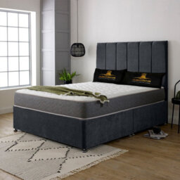 UKBEDFURNITURE Savannah Steel Plush Divan Bed With 2 Foot End Drawers & 26 Inch Headboard - thumbnail 1