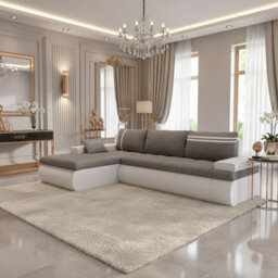Oslo Convertible Living Room Corner Sofa Bed With Storage Hr Foam Wave Springs Chipboard 300X182X90Cm Grey And White Left - thumbnail 3