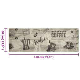 Berkfield Kitchen Rug Washable Coffee Grey 60X180 Cm Velvet - thumbnail 5