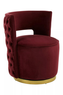 Orsina Red Wine Velvet Upholstered Round Chair, Accent Chair For Living Room, Accent Lounge Chair For Home, Office - image 1