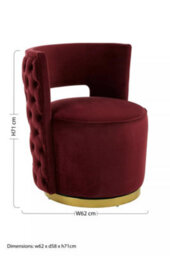 Orsina Red Wine Velvet Upholstered Round Chair, Accent Chair For Living Room, Accent Lounge Chair For Home, Office - thumbnail 8