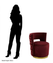 Orsina Red Wine Velvet Upholstered Round Chair, Accent Chair For Living Room, Accent Lounge Chair For Home, Office - thumbnail 9