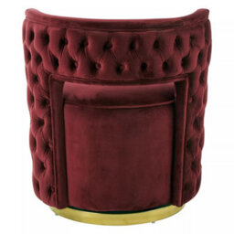 Orsina Red Wine Velvet Upholstered Round Chair, Accent Chair For Living Room, Accent Lounge Chair For Home, Office - thumbnail 4