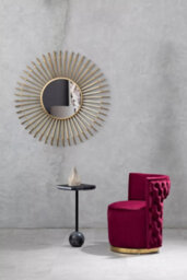 Orsina Red Wine Velvet Upholstered Round Chair, Accent Chair For Living Room, Accent Lounge Chair For Home, Office - thumbnail 5