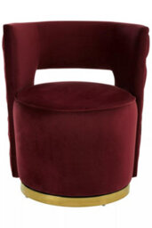 Orsina Red Wine Velvet Upholstered Round Chair, Accent Chair For Living Room, Accent Lounge Chair For Home, Office - thumbnail 2