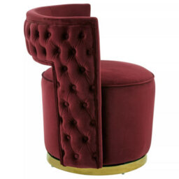 Orsina Red Wine Velvet Upholstered Round Chair, Accent Chair For Living Room, Accent Lounge Chair For Home, Office - thumbnail 3