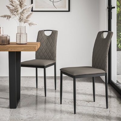 More4Homes Set Of 2 Monza Faux Leather Dining Chair Modern Padded Seat Metal Legs Kitchen (Grey) - image 1